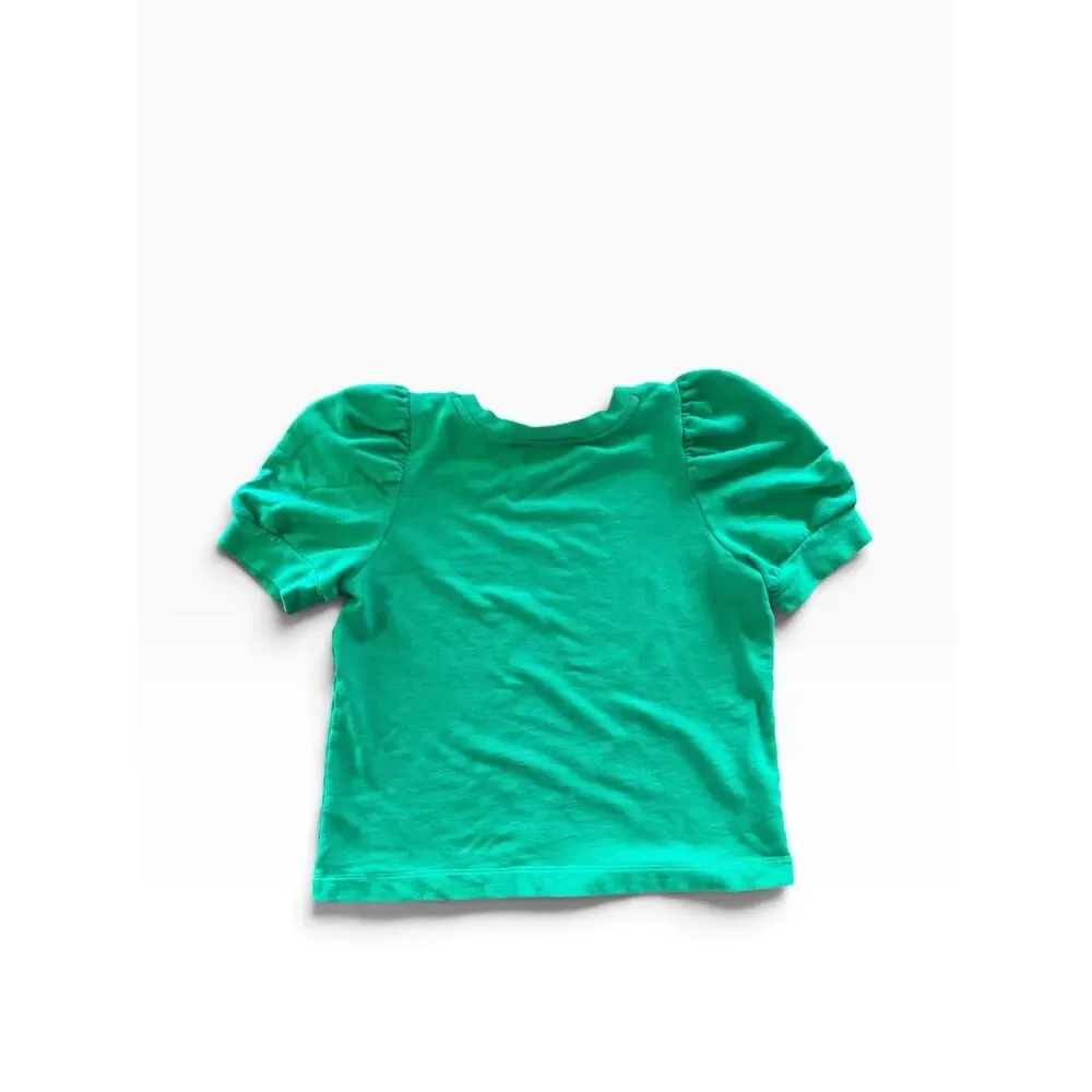 LOFT Women’s Large Green Puff Sleeve Sweatshirt Top 100% Cotton Crewneck